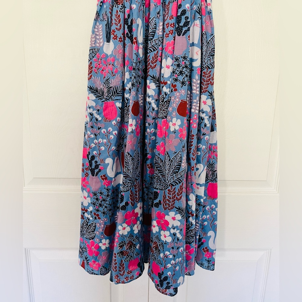 Kate Spade Garden Posy Smocked Sleeveless Midi Dress in Blue - Picture 8 of 12